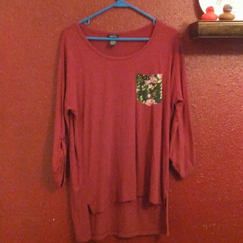 Red t shirt with front pocket
